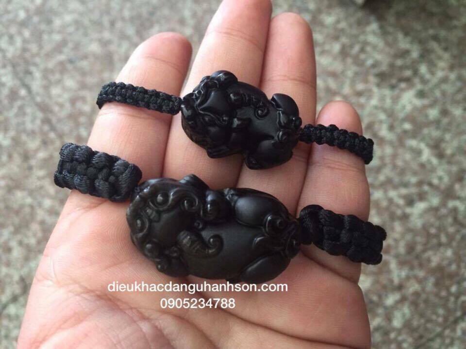 Vòng tay tỳ hưu đá obisidian tự nhiên handmade VTTH01