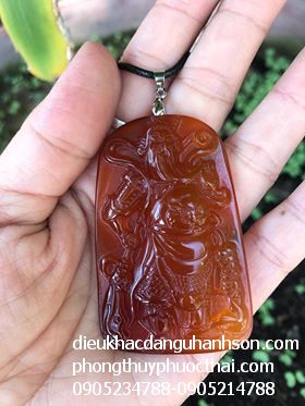 Mặt dây chuyền quan công đá Mã não - Agate (Mã sản phẩm: QC55)